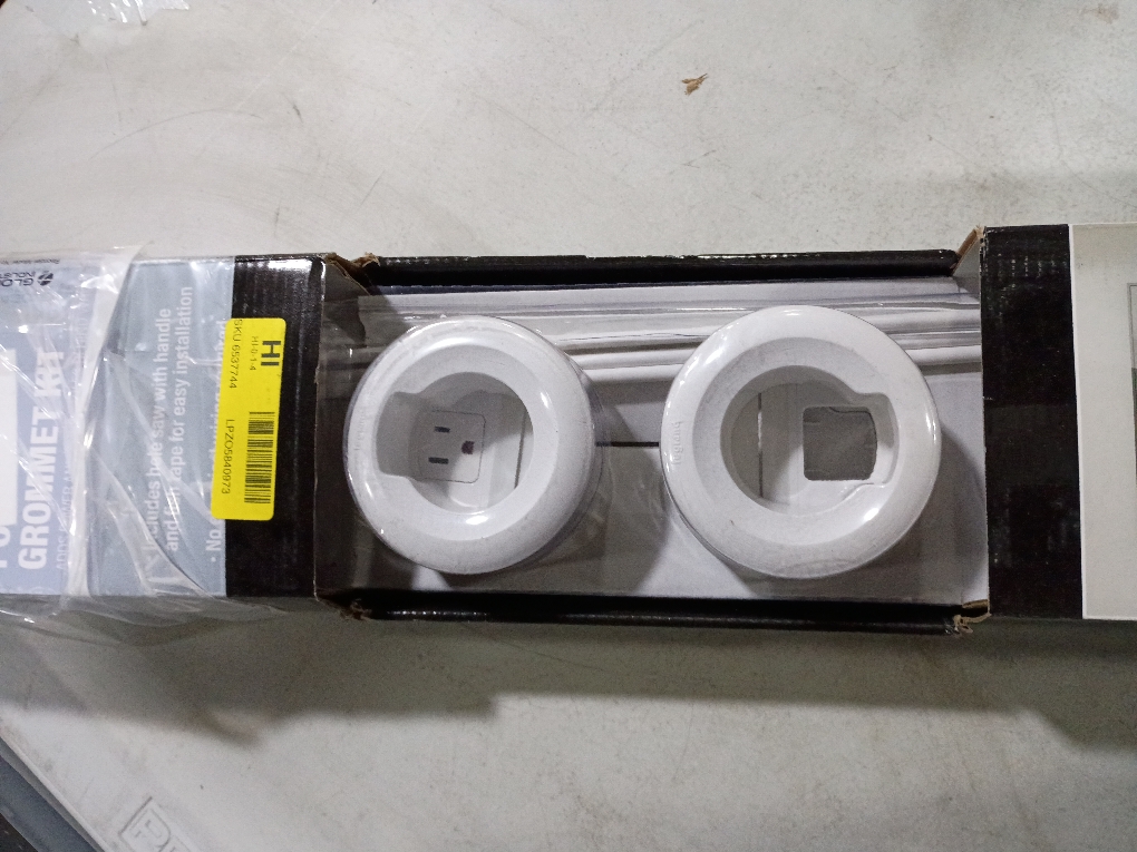 In-Wall Cable Concealer Power Grommet Kit for Mounted TVs - White