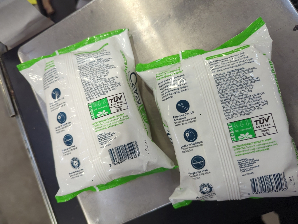 2pk CeraVe Makeup Remover Wipes, Plant Based Face Wipes, Biodegradable in Compost, Waterless Face Wash, Travel Essentials for Women, Suitable for Sensitive Skin, Fragrance-free   Non-comedogenic,