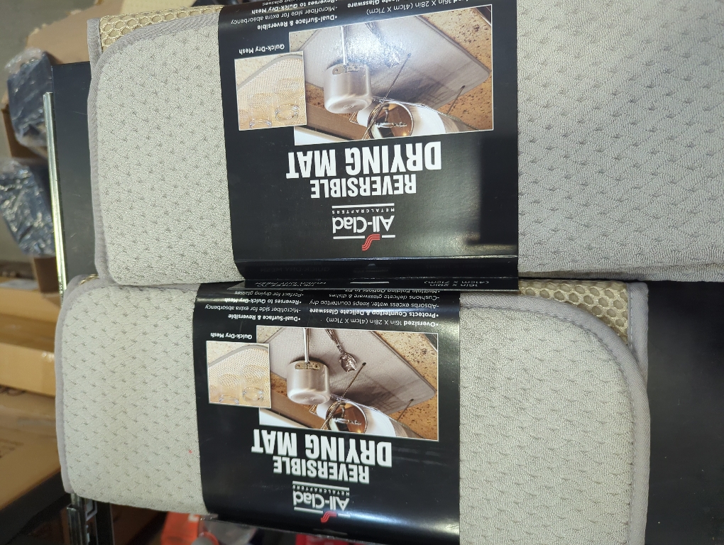 All-Clad Premium Reversible Dish Drying Mat for Kitchen: 16 x 28 Ultra-Absorbent, Long-Lasting, No Condensation, and Oversized for Large Pots and Pans - 2 Pack, Titanium