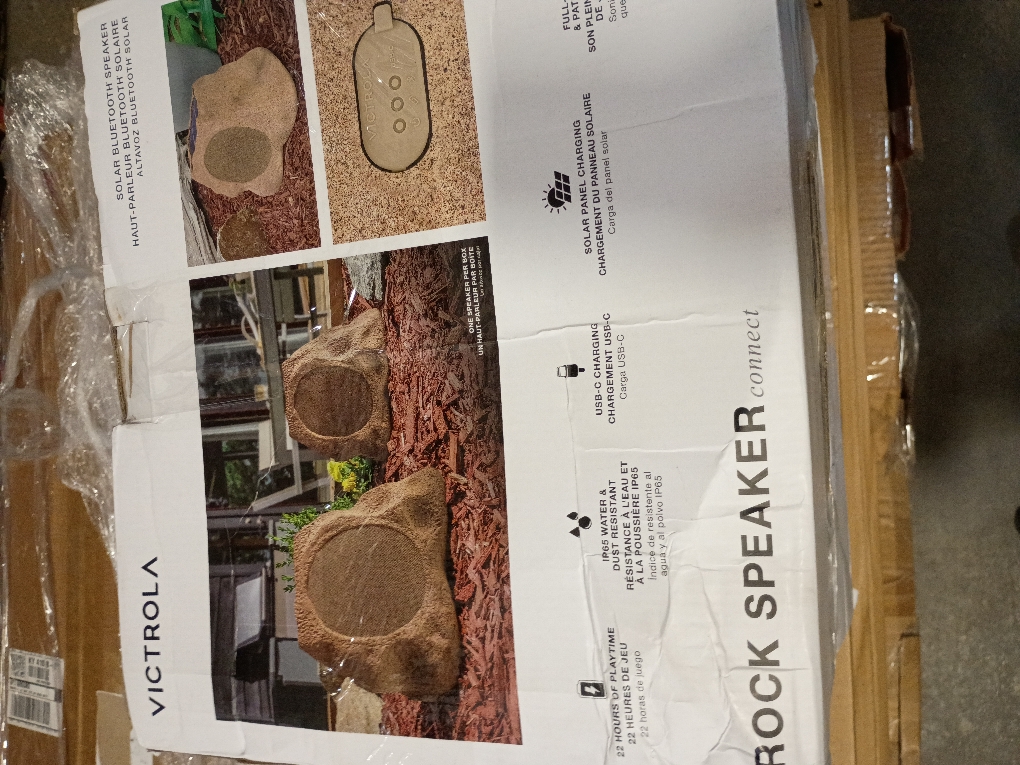 Victrola Outdoor Wireless Bluetooth Solar Rock Speaker