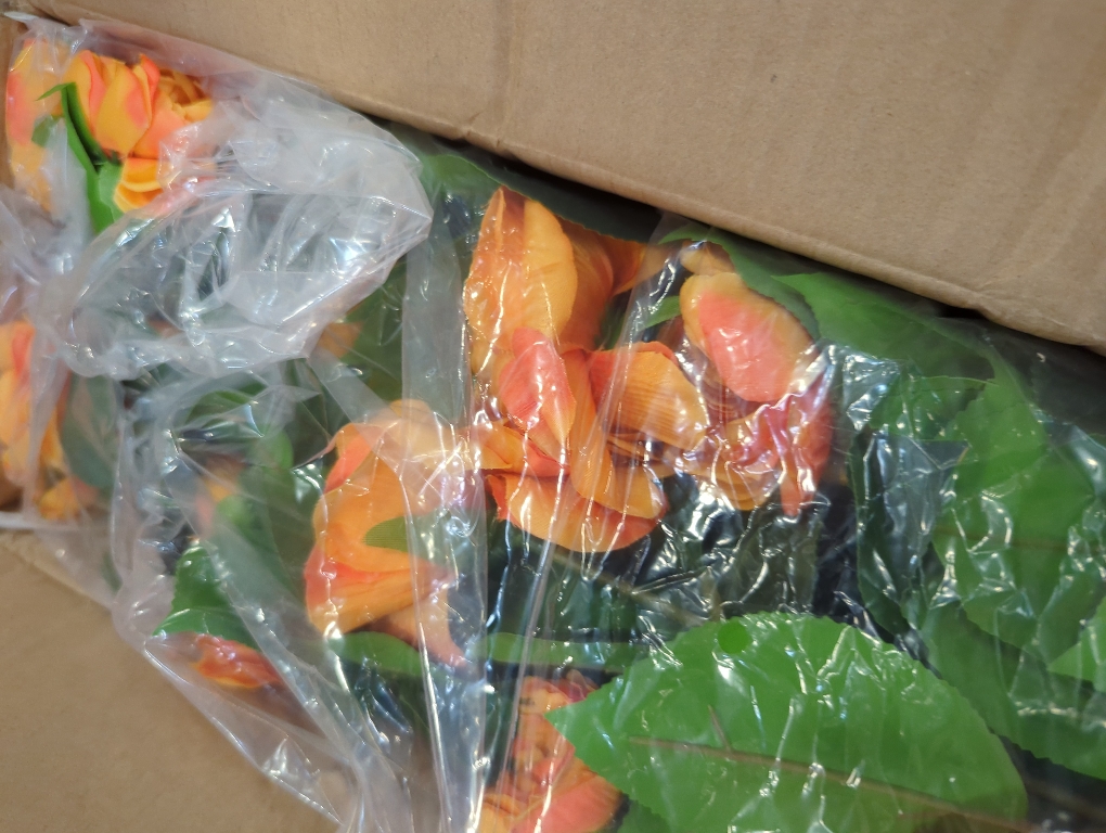 3FT Artificial Camellia Tree, 2 Pack Fake Camellia Tree Artificial Tree, Faux Floral Plants in Cement Pot, Greenery Potted Plant for Indoor Outdoor Home Office Porch Decor (Orange)