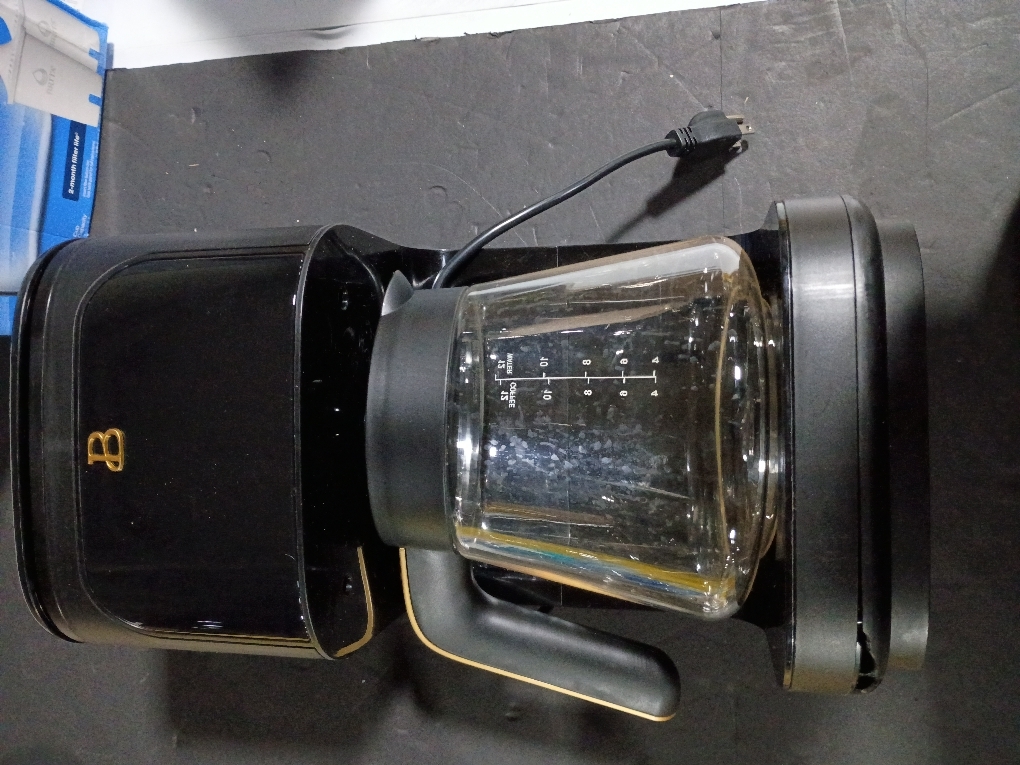 B- 12-Cup Programmable Coffee Maker with Touch-Activated Display, Auto Brew Timer, Reusable Filter & Large Glass Carafe (Black Sesame) ( little damaged; see the picture)