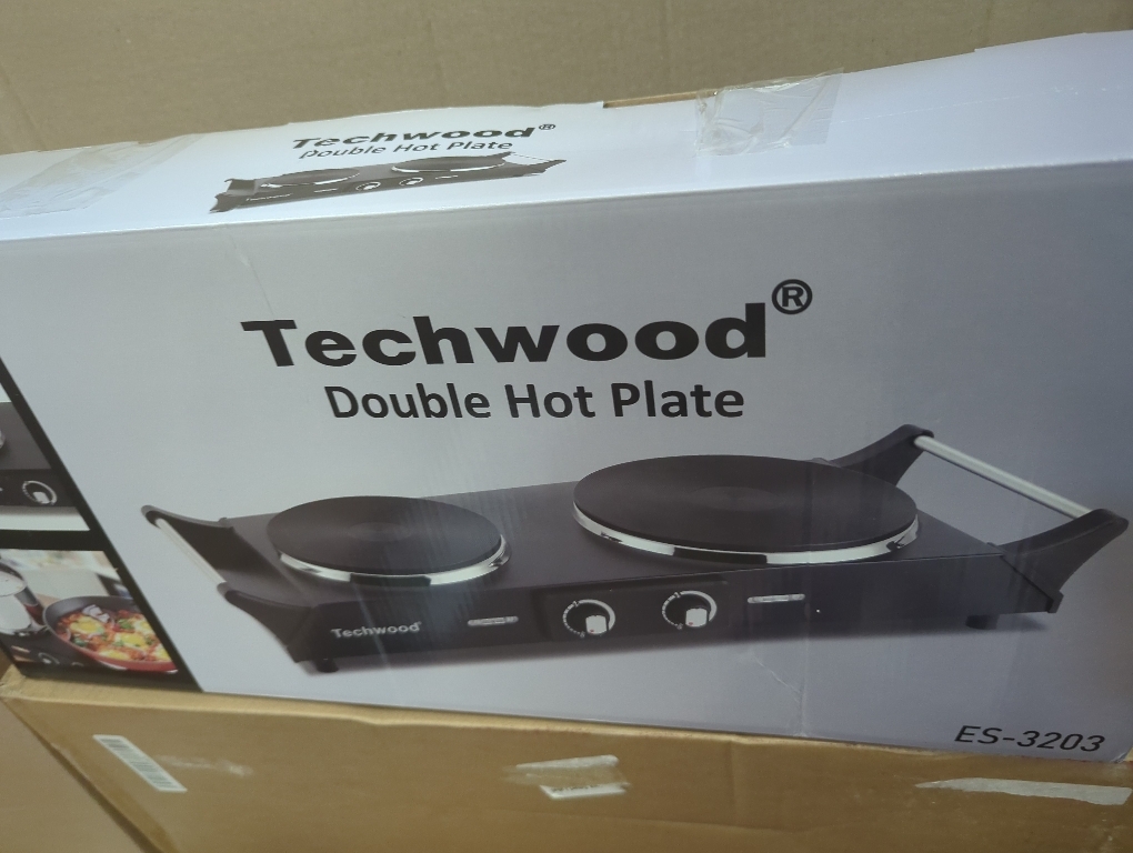 Techwood 1800W Hot Plate Portable Electric Stove Countertop Double Burner with Adjustable Temperature & Stay Cool Handles, 7.5” Cooktop for RV/Home/Camp, Compatible for All Cookwares