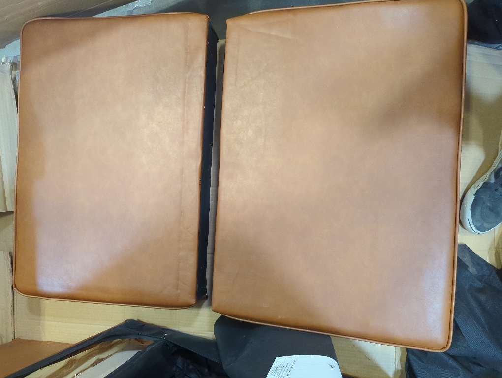 Tufted Futon Faux Leather Brown