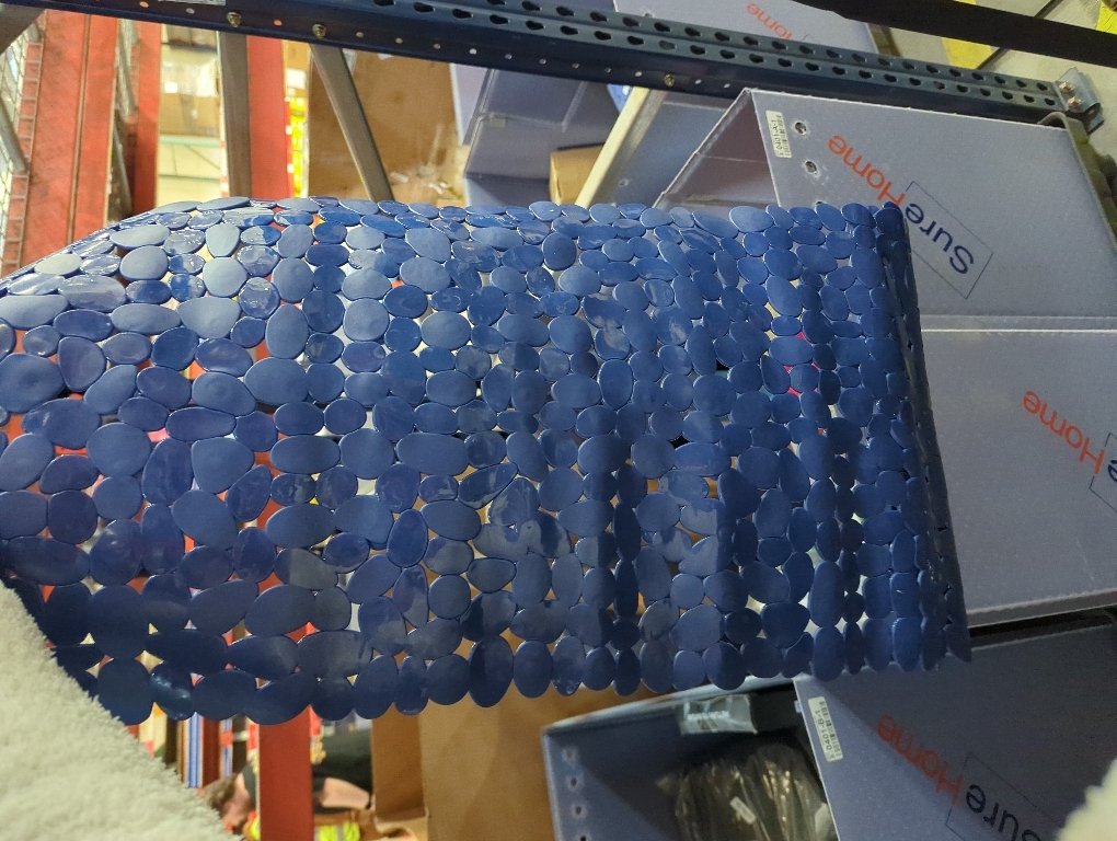 SONGZIMING Bathtub Mat Non Slip Pebble Bath Shower Mat with Drain Holes, Suction Cups Mat for Tub 16 W x 35 L, Navy Blue