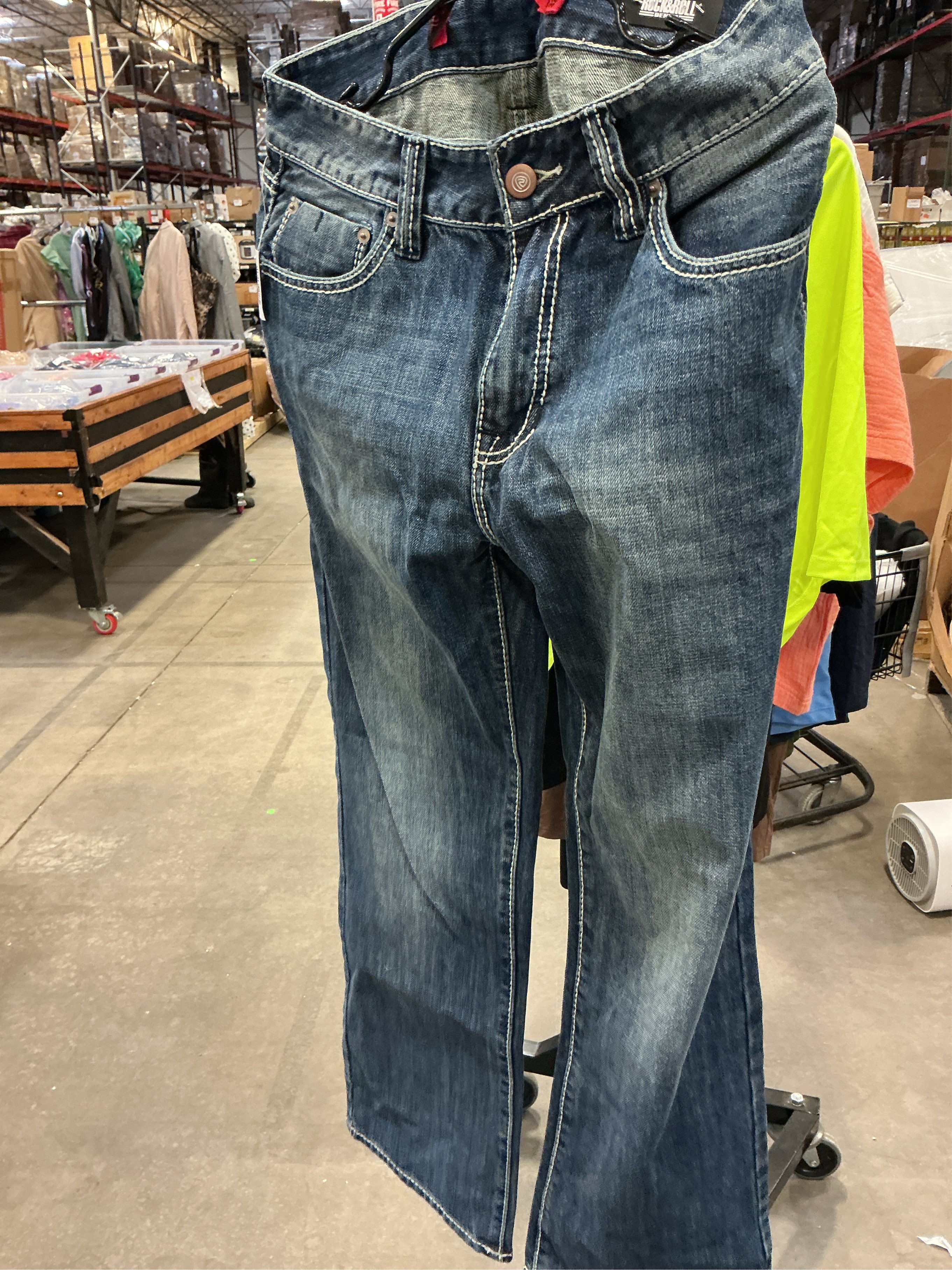 size 32-30, M. Rock & Roll Denim Relaxed Fit Straight Bootcut Jeans #M0S8553