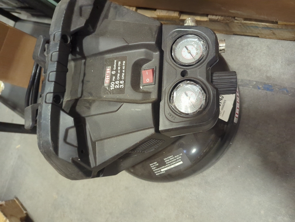 Ironton Oil-Free Pancake Compressor, 1.6 HP, 6-Gallon, 2.6/3.6 CFM