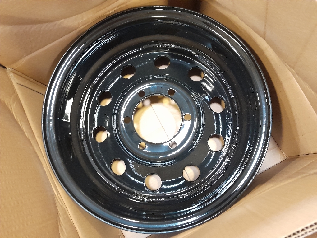 Black 16x6 Trailer Rim Wheel 6 Lug Holes On 5.5 6x5.5 16 inch 16 X 6 X 5.5 Bolt Circle Steel Equipment Trailer Rim Wheel