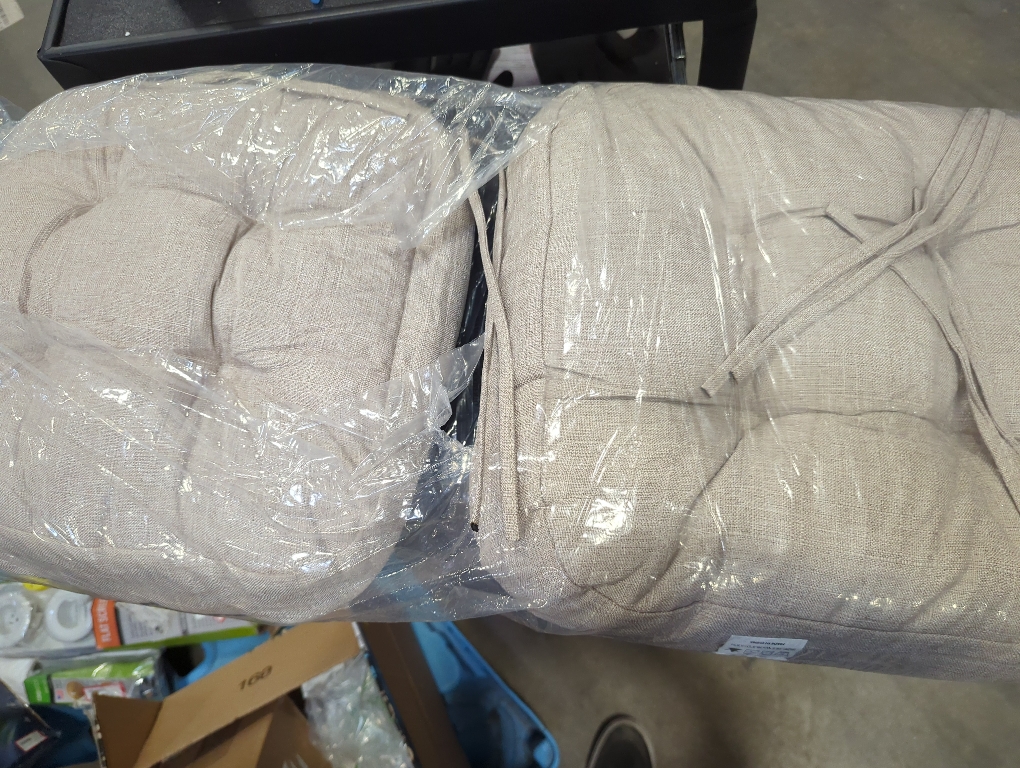 Chair Cushions for Dining Chairs, Dining Chair Cushions, Tufted Indoor Chair Pads with Ties & Non Slip Backing, Seat Cushions for Kitchen Chairs Set of 2, Beige