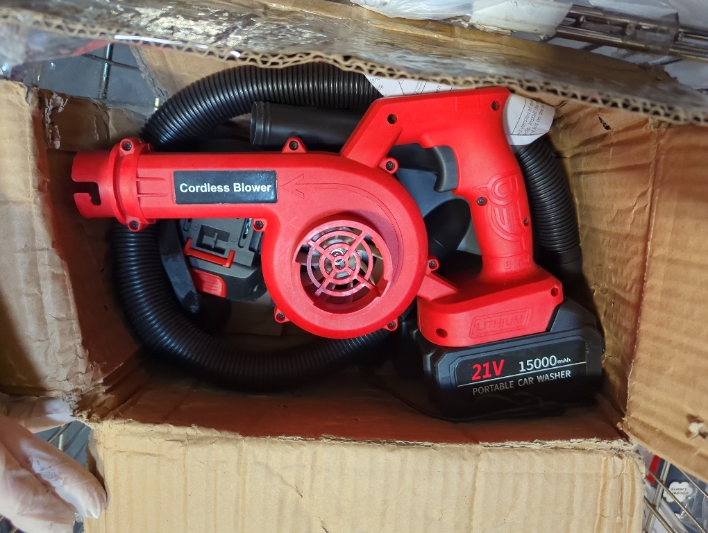 Mini Leaf Blower Red,2-in-1 Cordless Small Blower with 4.0Ah Battery and Charger,21v Blower for Inflating,Blowing Leaf,Clearing Dust & Small Trash,Car by SHINTYOOL