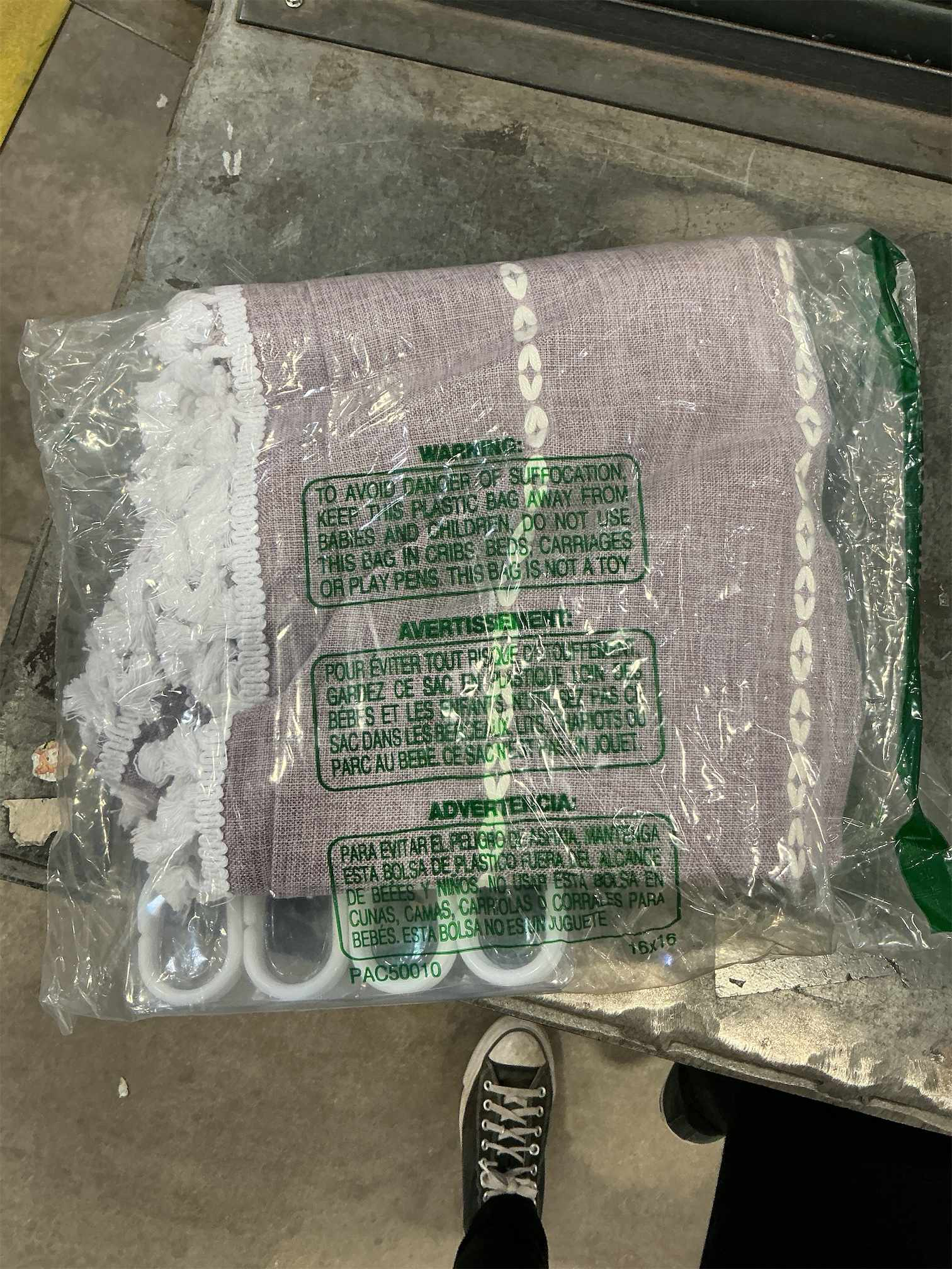 BTTN Boho Farmhouse Shower Curtain, Linen Rustic Weighted Striped Fabric with Tassel, Water Repellent, Modern Bohemian Vintage Country Cloth for Bathroom, Lavender, 72x72