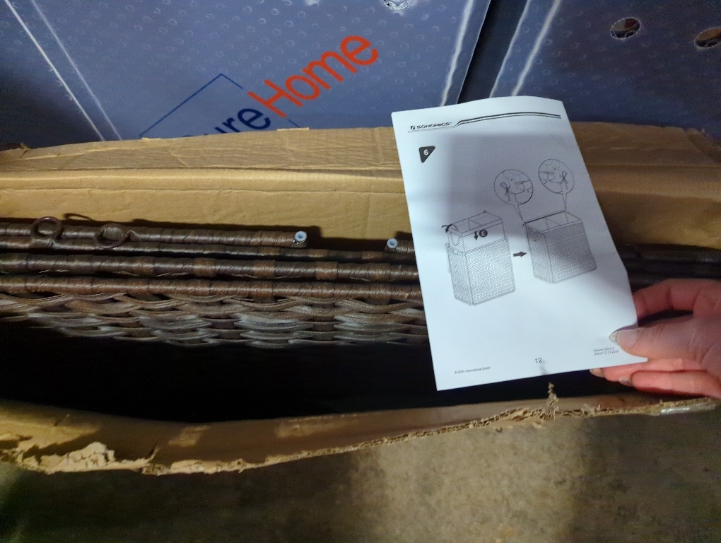 SONGMICS Laundry Hamper with Lid, 110L Clothes Hamper with 2 Removable Liner Bags, 6 Mesh Bags, Wicker Laundry Basket, Double Laundry Hamper for Bathroom, 13 x 22.4 x 23.6 Inches, Brown ULCB052K02