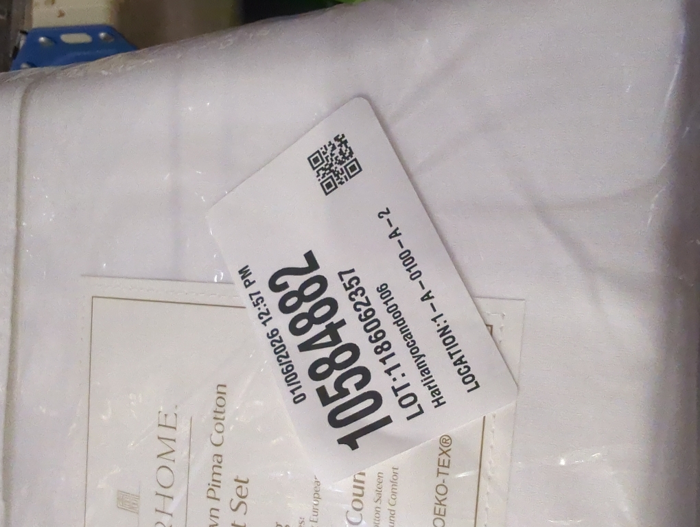 Everhome PimaCott Sateen Embroidered 800-Thread-Count King Sheet Set in White/Peyote