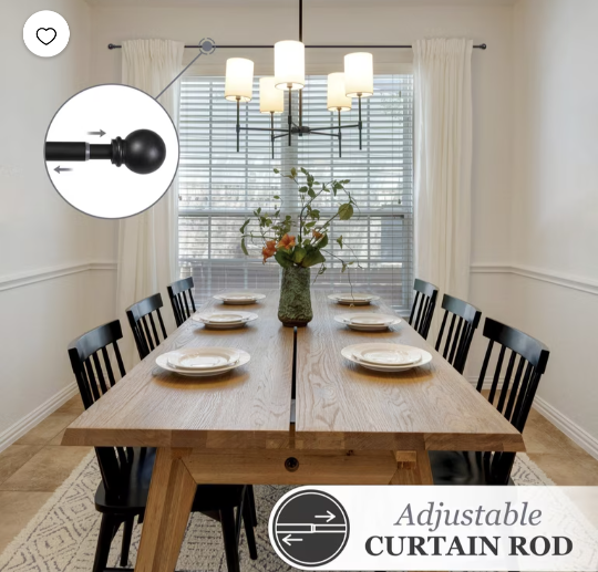 Kenney Chelsea 5/8 IN Adjustable Curtain Rod Black