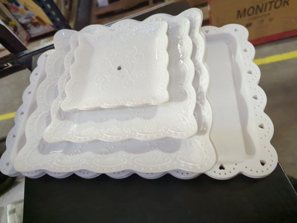 6 Pieces Cupcake Stand Set with 2 x 3 Tier Cupcake Stands, 3 x Appetizer Trays, 1x Tongs, Dessert Table Display Set for Wedding Birthday Baby Shower Tea Party (Square)