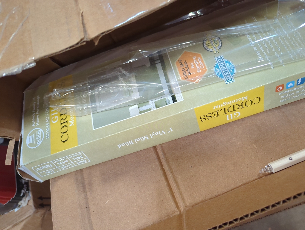 GII Morningstar Alabaster Cordless Light Filtering Vinyl Mini Blind with 1 in. Slats 34 in. W x 64 in. L