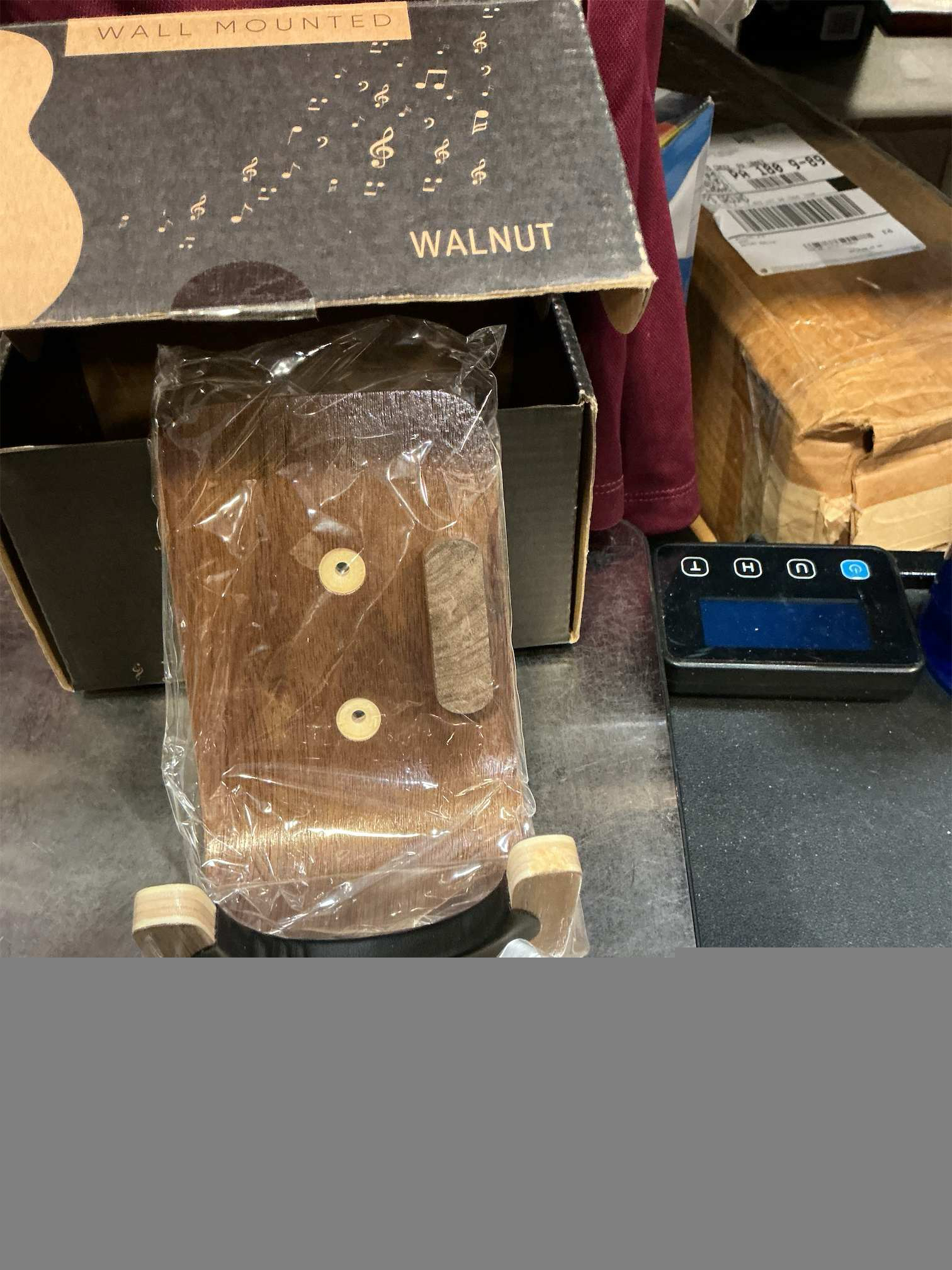 Guitar Wall Mount Hook: Modern Design Walnut Wood Guitar Hanger for Storage & Display. Heavy Duty Ply Guitar Holder for the Wall. Hangers Stand for Acoustic Guitars, Ukulele, Bass, Violin, Cello