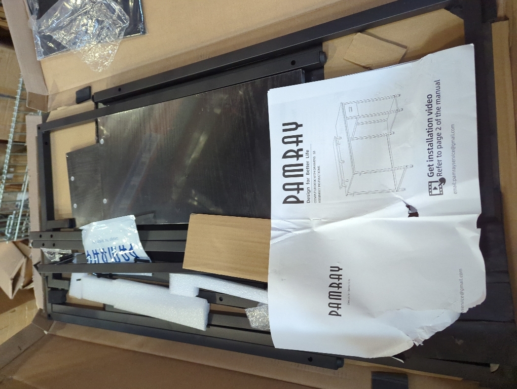 Pamray 39 Inch Computer Desk with Monitor Stand Small Home Office Desks with Non-Woven Storage Drawer for Bedroom Study Table Writing and Work Desk Black