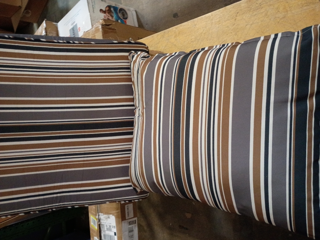 EAGLE PEAK Outdoor Deep Seat Patio Seat Cushion Set, 24 x 24 x 5 inch, 2-Piece Back Chair Cushion, 1 Pack, Brown Stripe
