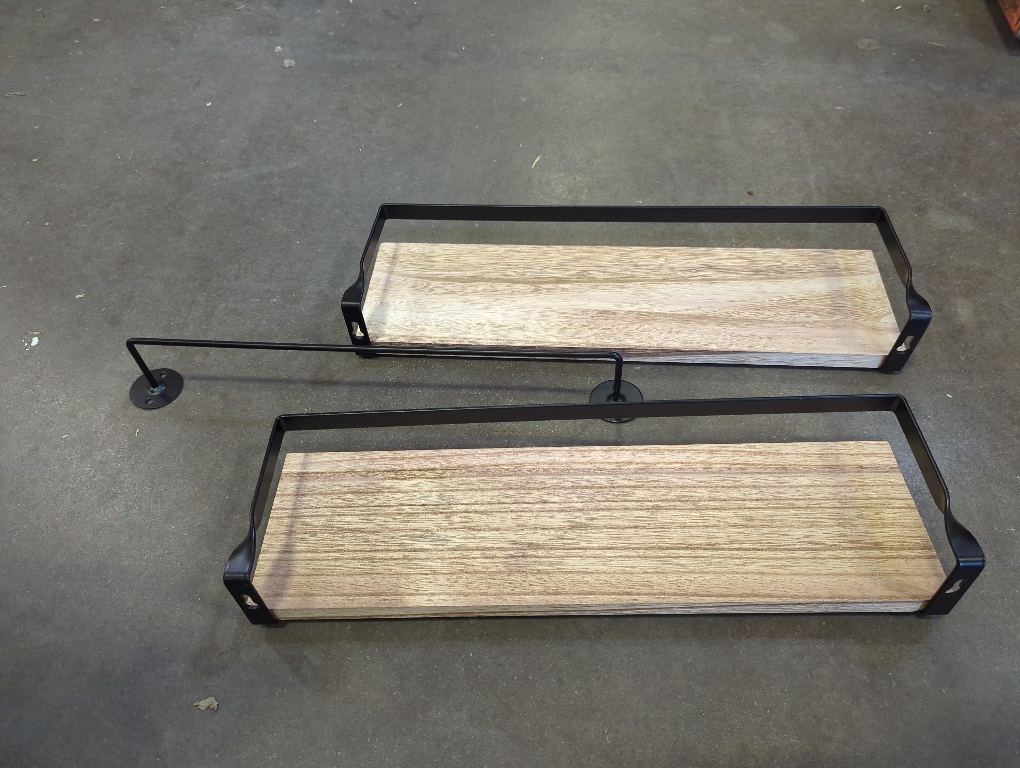 2pk Amanda Home Furniture Wall Shelves Black and Natural