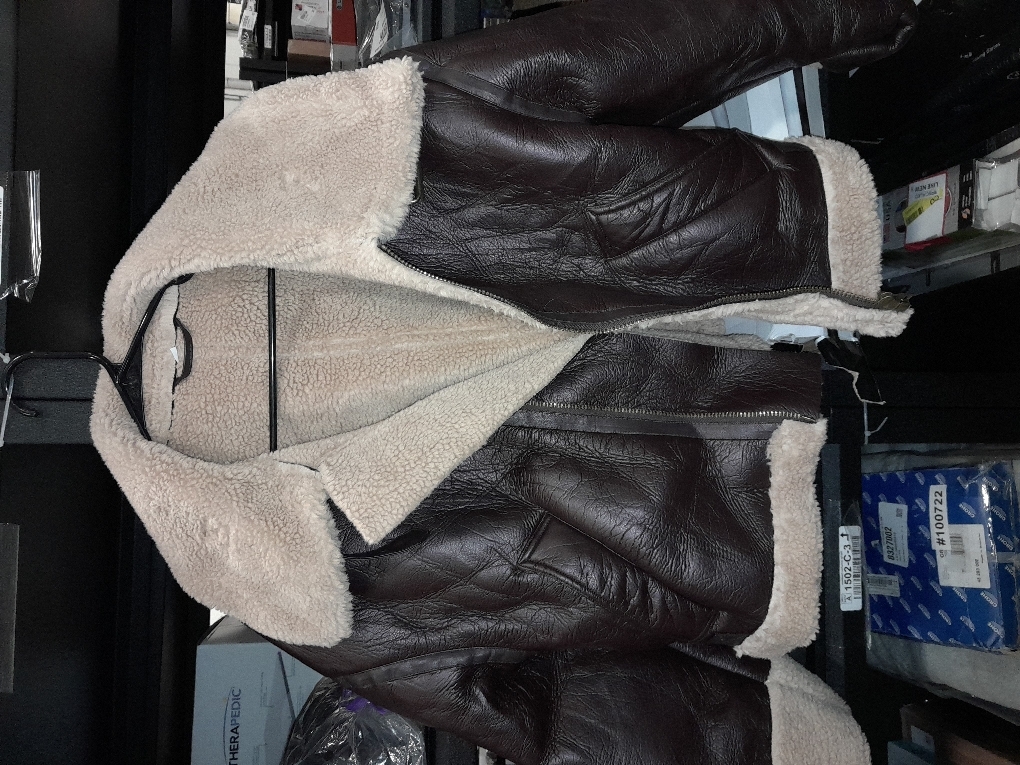 LY VAREY LIN Women Faux Leather Jacket with Faux Fur Lining Warm Winter Biker Coat Large