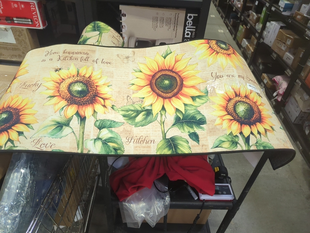 ACZHHZC Sunflower Kitchen Rug 2 Piece Set, Non-Slip Absorbent Washable Runner Carpet Home Vintage Farmhouse Kitchen Decoration 17x30 17x47 Inches (Yellow)