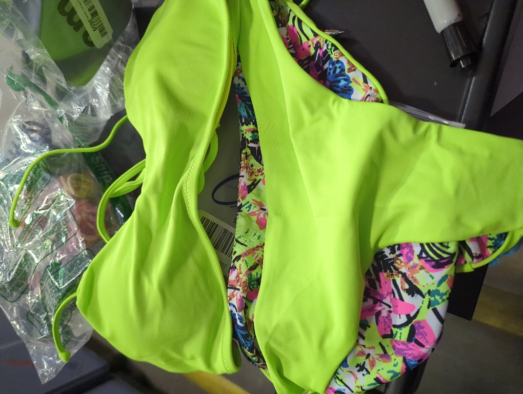 Size L GREEN Colloyes Women's Adjustable Self-Tie Straps Bikini Swimsuit Reversible Two Piece Bathing Suits