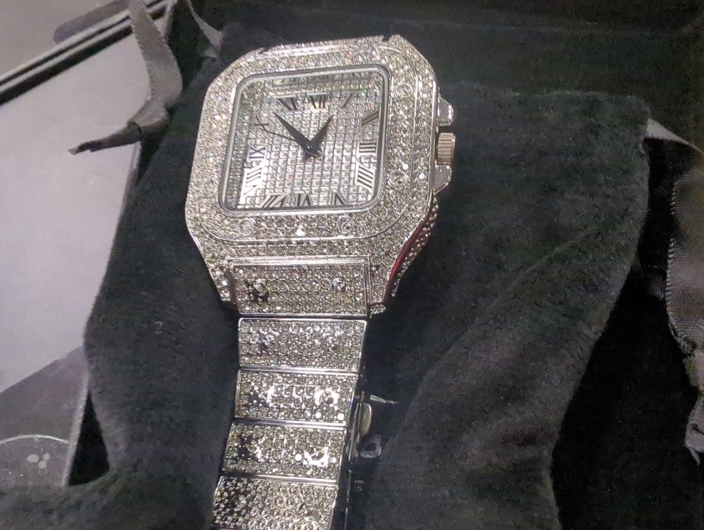 Halukakah Moissanite Diamond Gold Watch for Men - The KINGDOM - Luxury 18k Real Gold/Platinum White Gold Plated,Basic Waterproof,Swiss Quartz Roman Numerals Square Face Dial,200G Heavy-Made,3-Sides Iced Out,9.5 Wristband - Giftbox Included,Gift for Son G