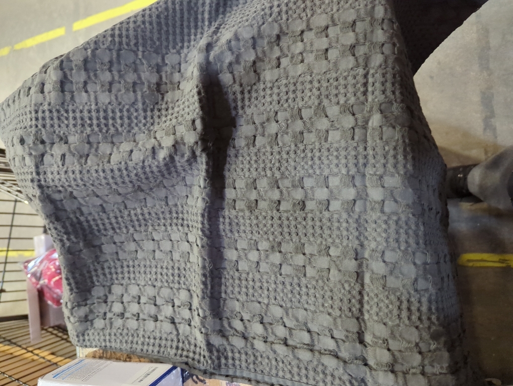 VHC Brands 100% Cotton Waffle Weave Twin Blanket 66x90 & Sham Set of 2 (20x26), Lightweight Spring & Summer Bedding, Boho Farmhouse Bedroom Decor for Bed, Couch, or Sofa, Dark Grey