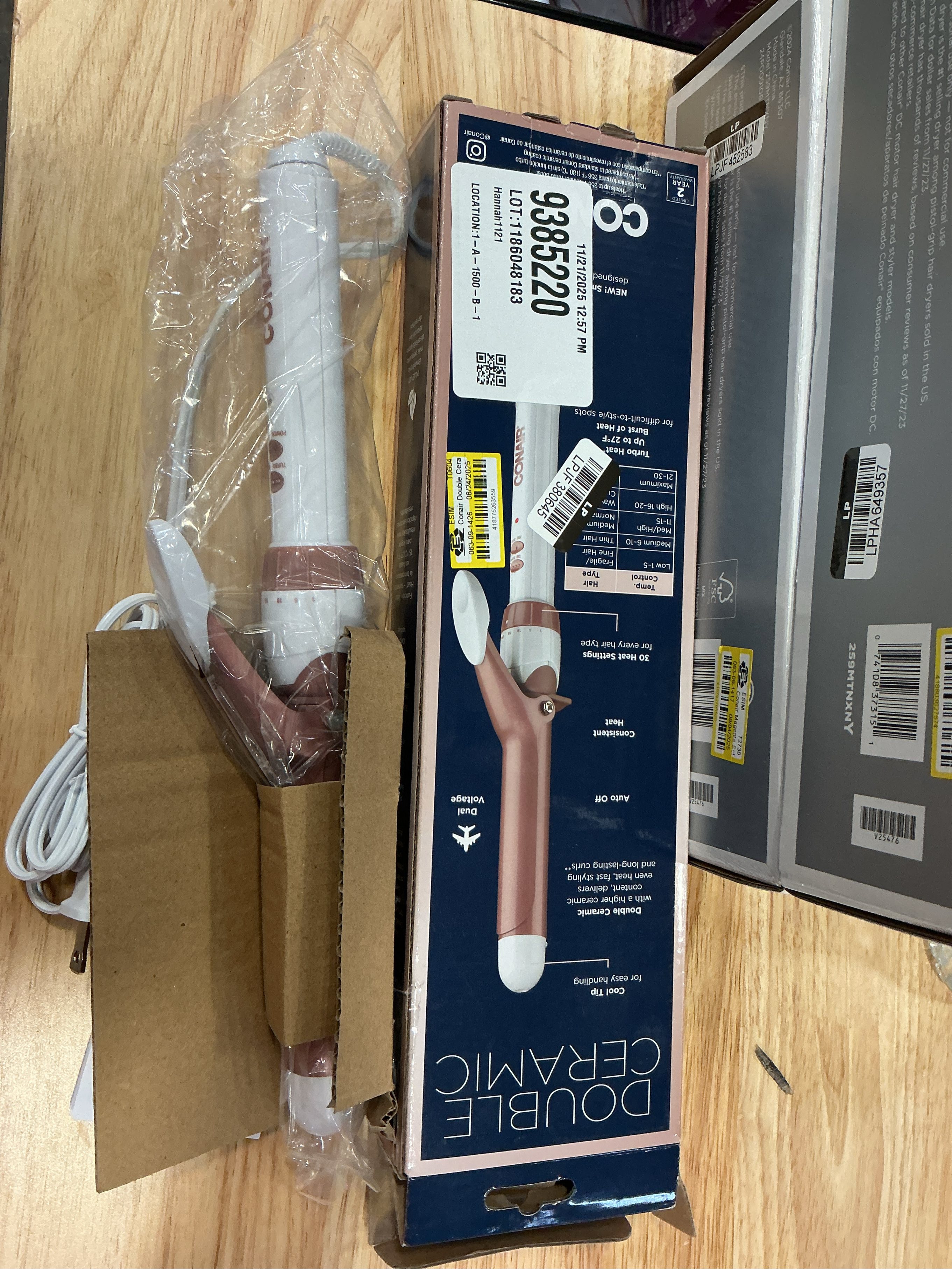 Conair Double Ceramic Gentle Rose Gold 1 Inch Curling Iron