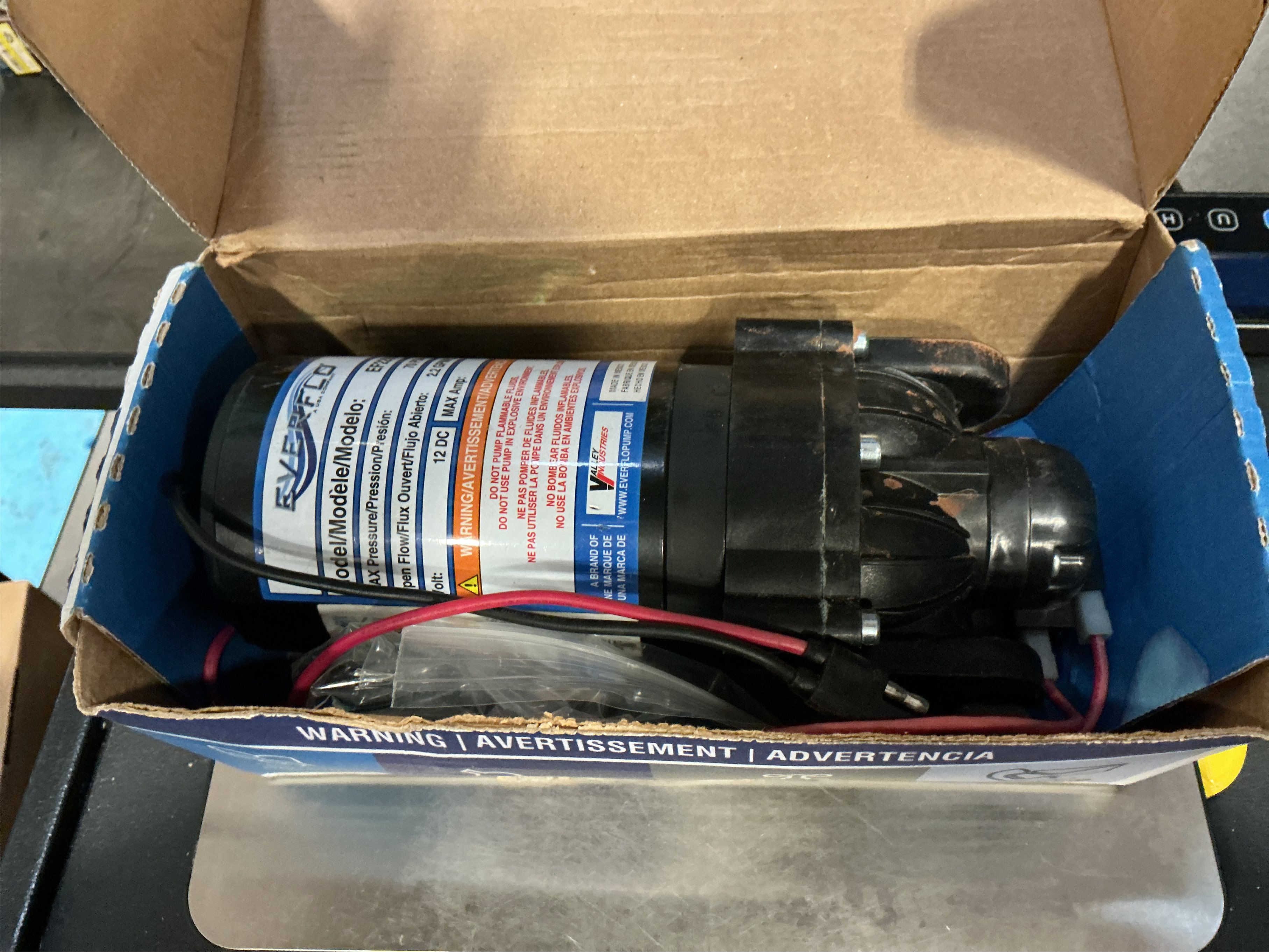 Everflo EF2200-QA-BOX 2.2GPM 12V Diaphragm Pump-Quick Attach Port, Black