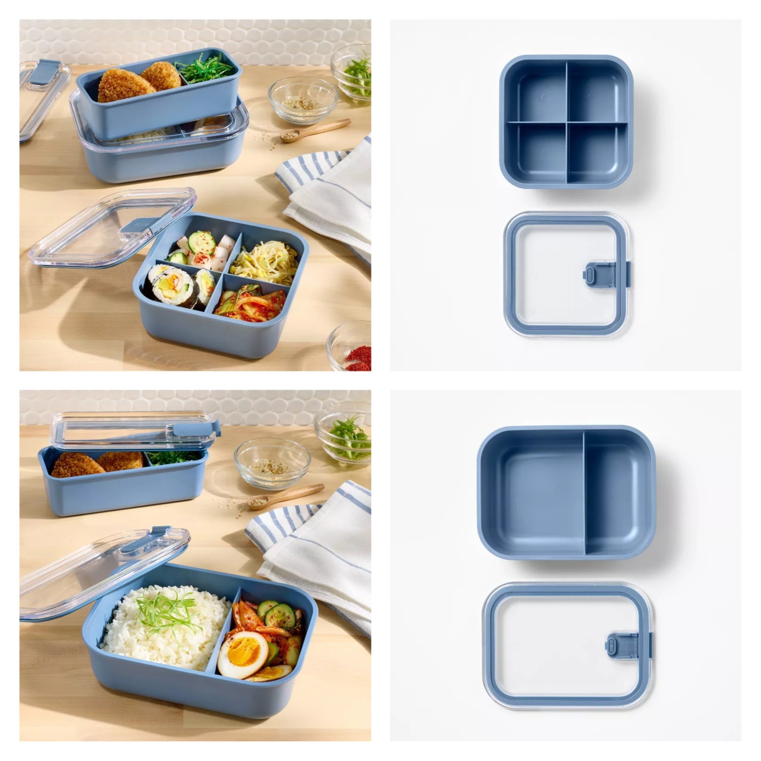 (2) Bento Food Storage Container Blue - Figmint