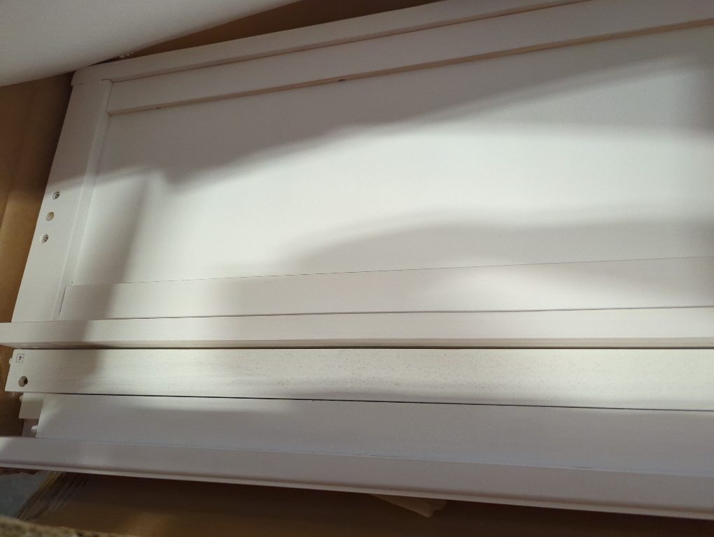 Panel Bed Frame Queen Grand Lit White 2 BOXES