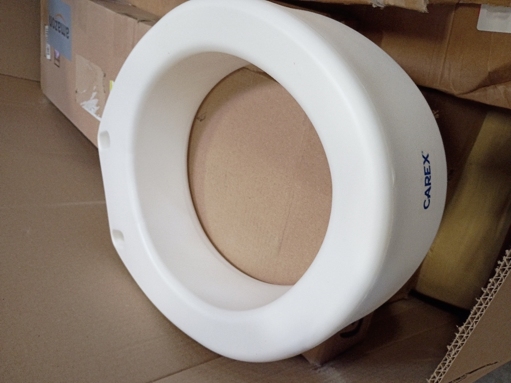 Carex Health Brands Hinged Elongated Toilet Seat Riser, Adds 3.5 Inches of Height to Toilet, 300 Pound Weight Capacity, Raised Toilet Seat, White (FGB32100 0000)