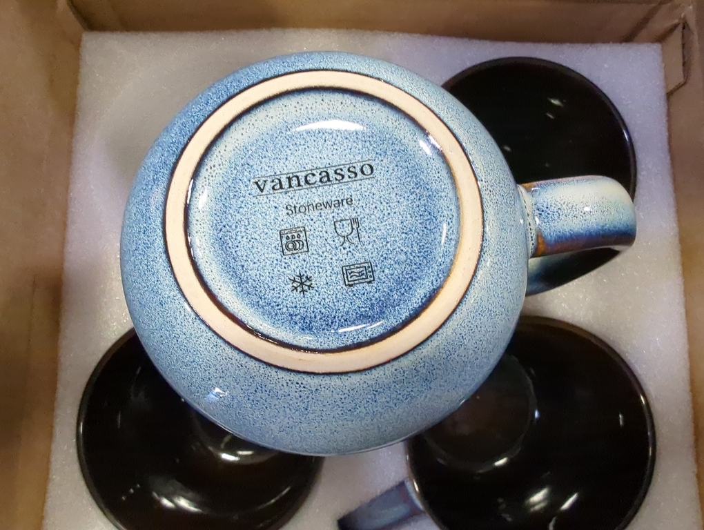 4pk Vancasso Blue Mugs for Coffee & Tea
