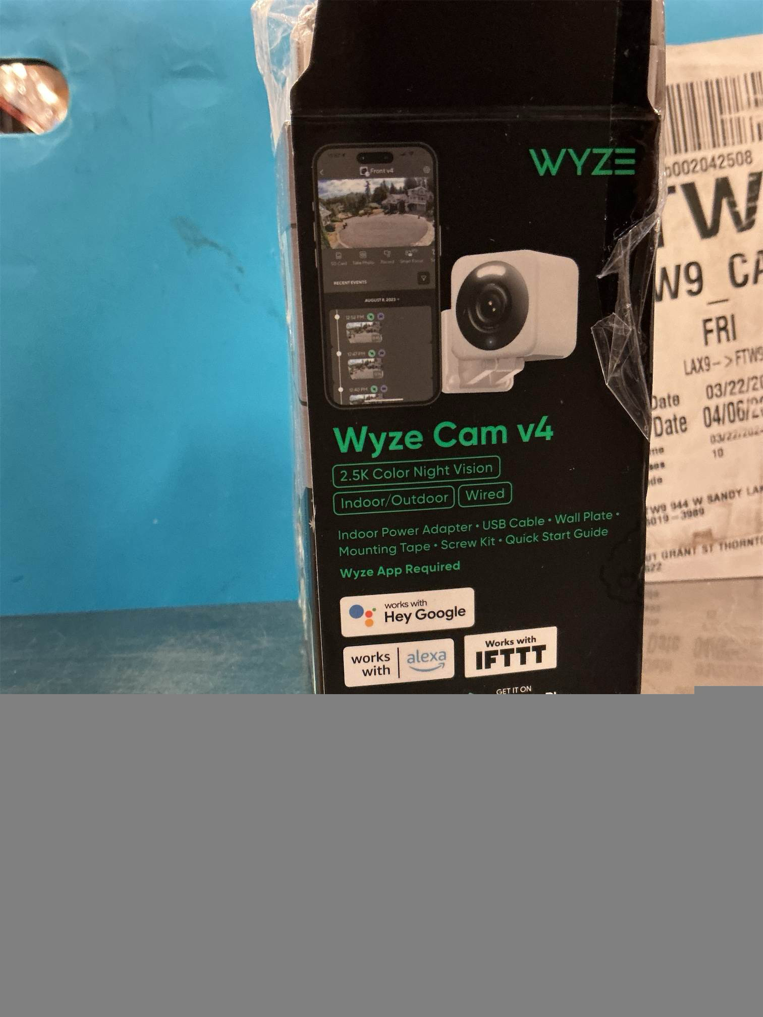 WYZE Cam v4 (Latest Model), 2.5K AI Security Camera, Indoor/Outdoor Cameras for Home Security, Baby Monitor & Pet Camera, Vibrant Color Night Vision, No Subscription Required, Free Expert Help