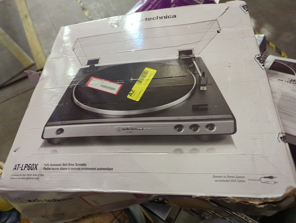 Audio-Technica AT-LP60X-BK Fully Automatic Belt-Drive Stereo Turntable, Black, Hi-Fi, 2 Speed, Dust Cover, Anti-Resonance, Die-Cast Aluminum Platter