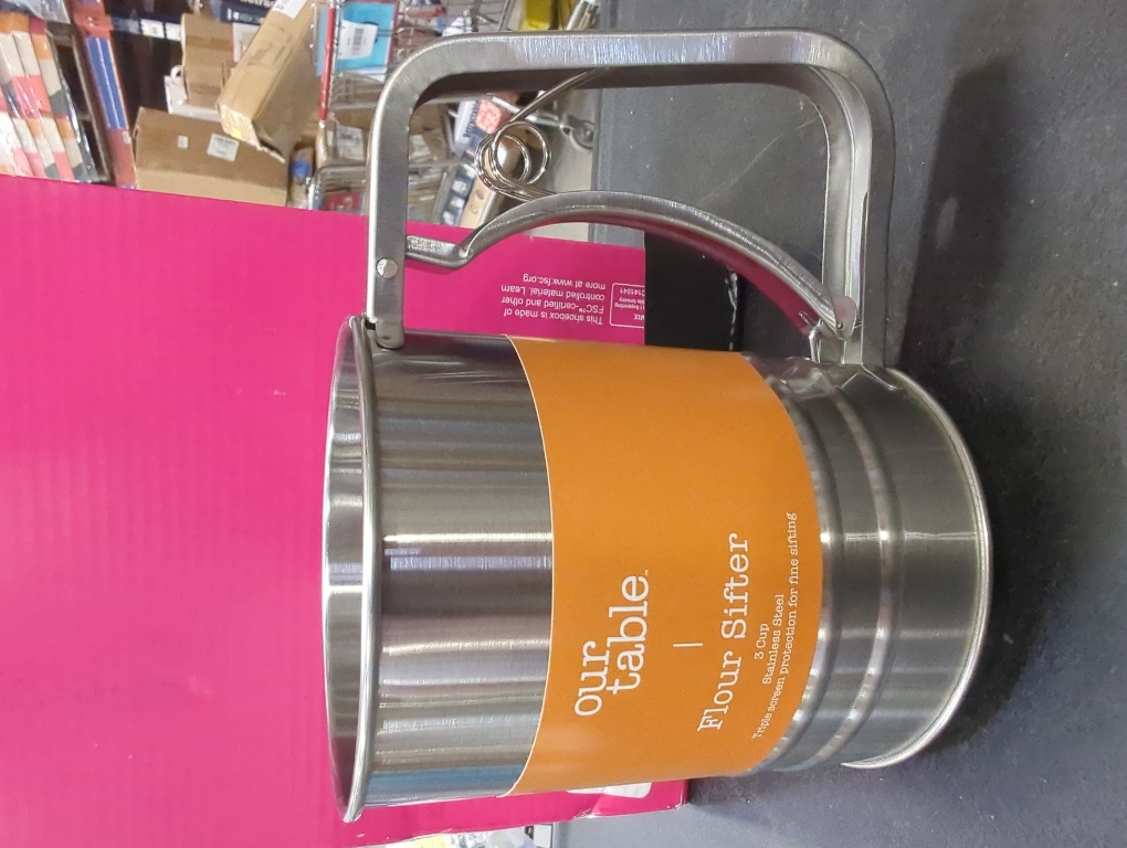 Our table flour sifter Stainless Steel Triple Mesh Flour Sifter, 3 Cup | Sift Flour & Dry Ingredients for Baking | Manual Squeeze | Dishwasher Safe