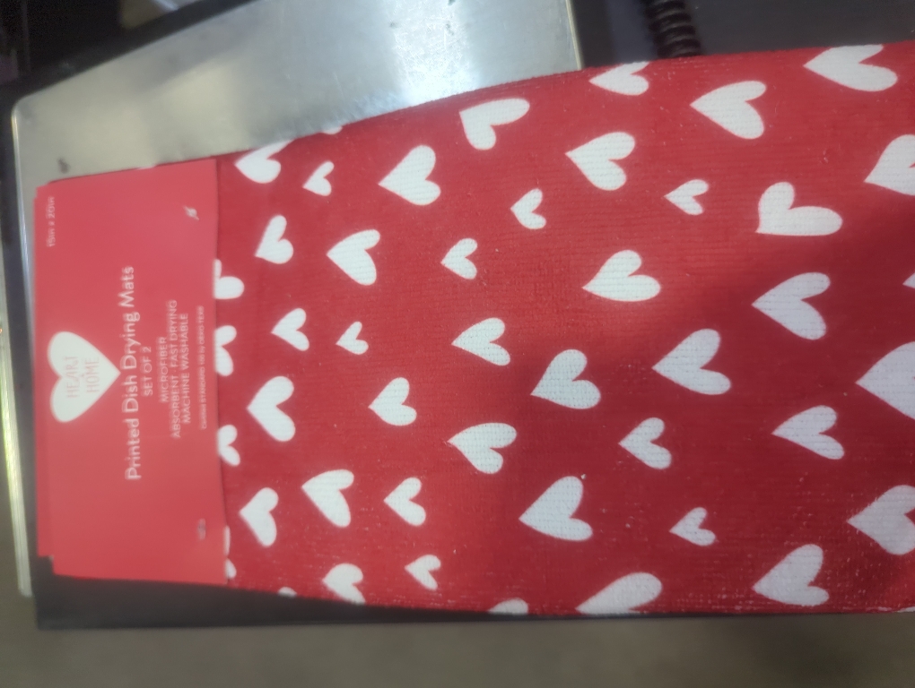 2pk Valentines Dish Drying Mat for Kitchen Counter 15x20 Inch Valentine's Day Red Pink Love Heart Print Absorbent Reversible Microfiber Drying Mats Kitchen Countertop Protector Dishes Drainer Rack Pad