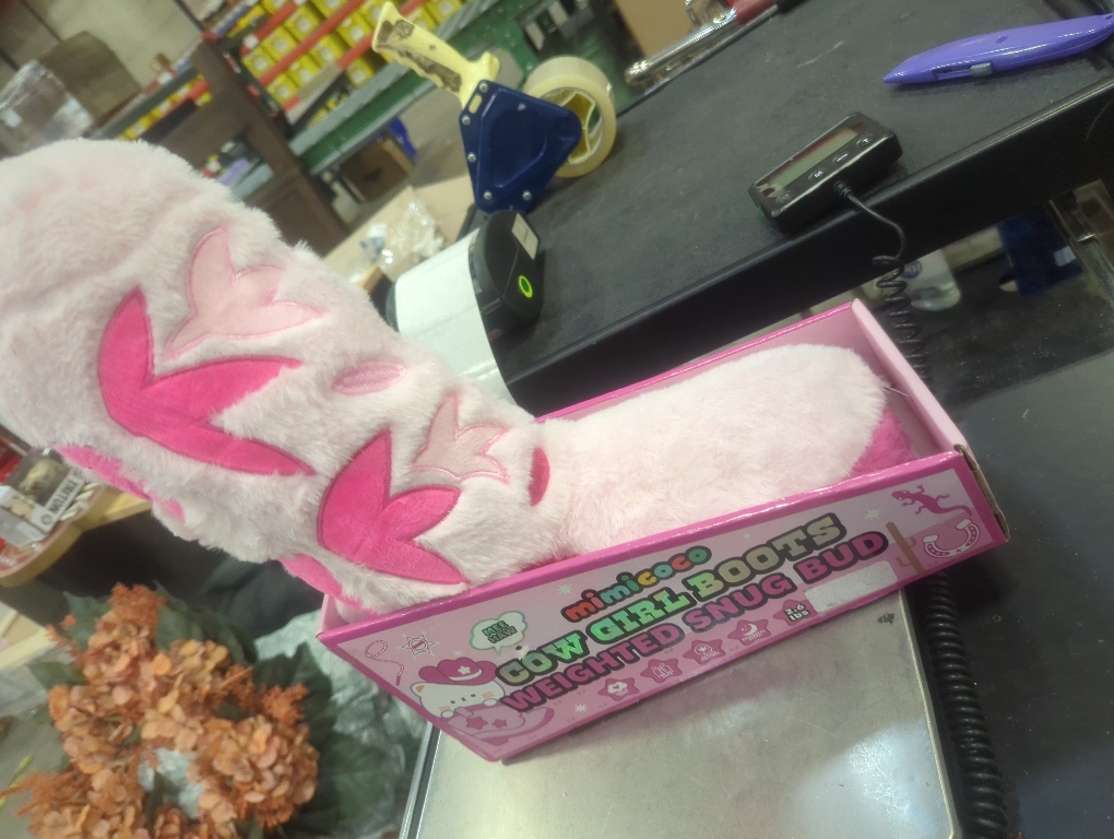 Snug Bud Cowgirl Boot Pink Plush Weighted