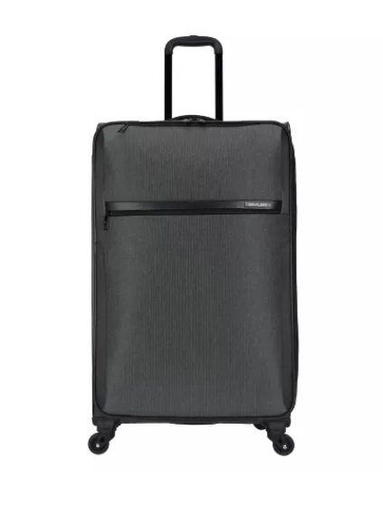 Skyline Softside Large Checked Spinner Suitcase - Gray Heather: Expandable Spinner Luggage