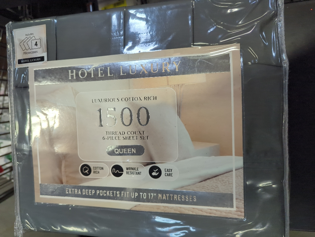 Hotel Luxury Queen Luxurious Cotton Rich 1500 Thread Count 6pc Sheet Set Grey Extra Deep Pocket