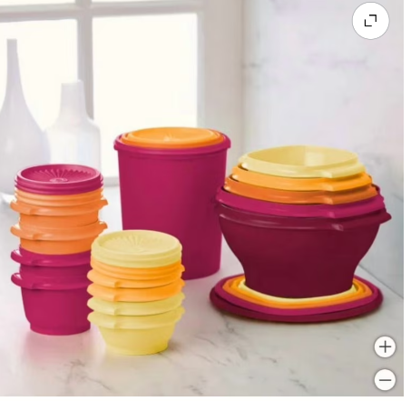 Tupperware Heritage Collection 32-piece Food Storage Container Set Orange, Yellow, Pink