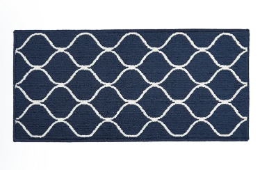 Simple Trellis Kitchen Floor Mats Blue and White Medium