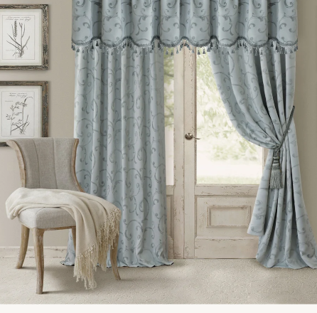 Elrene Home Fashions Mia Swirl Print Jacquard Energy Saving Blackout Rod Pocket Back Tab Single Curtain Panel