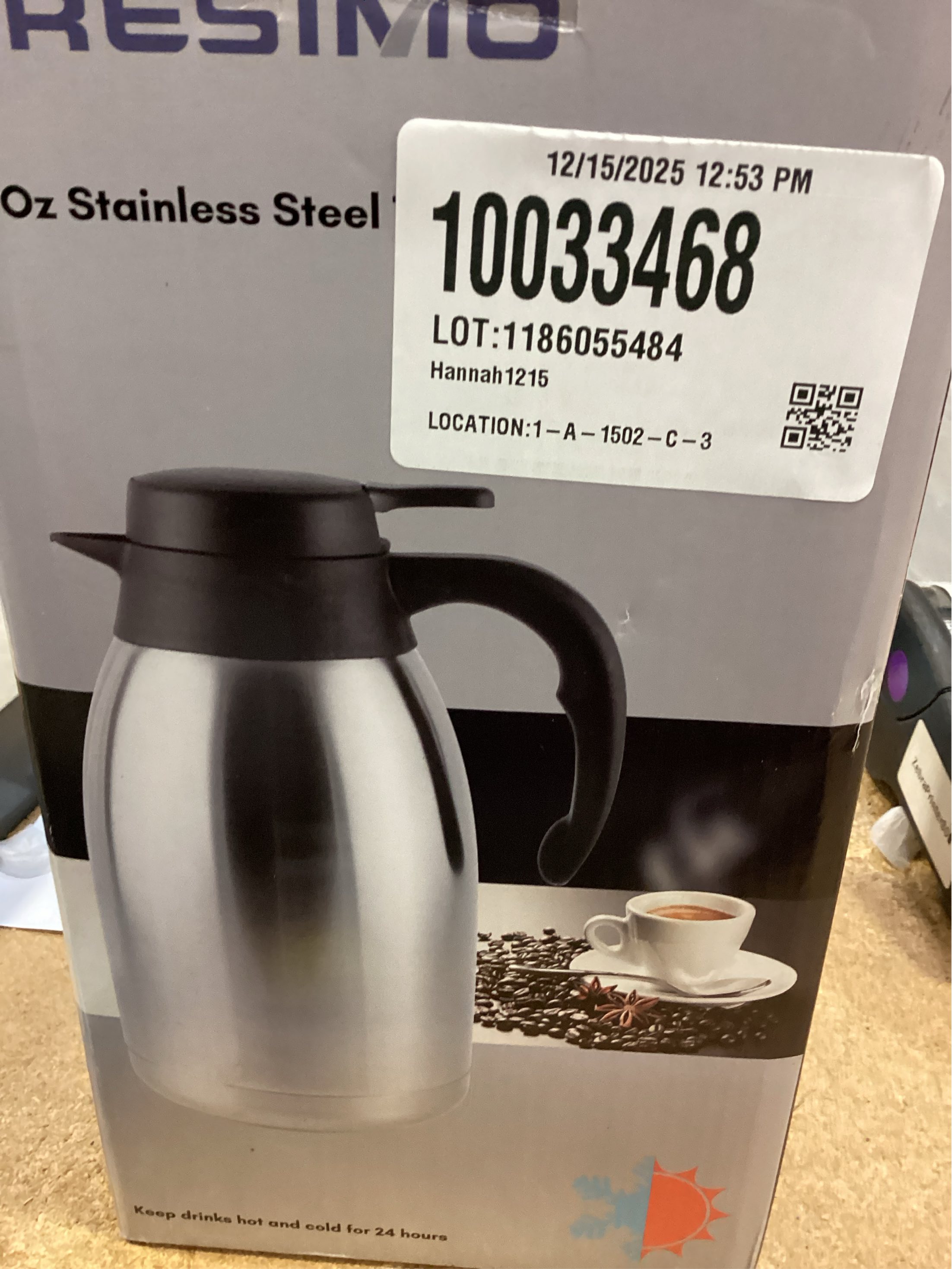 Cresimo 2 Liter Stainless Steel Thermal Coffee Carafe