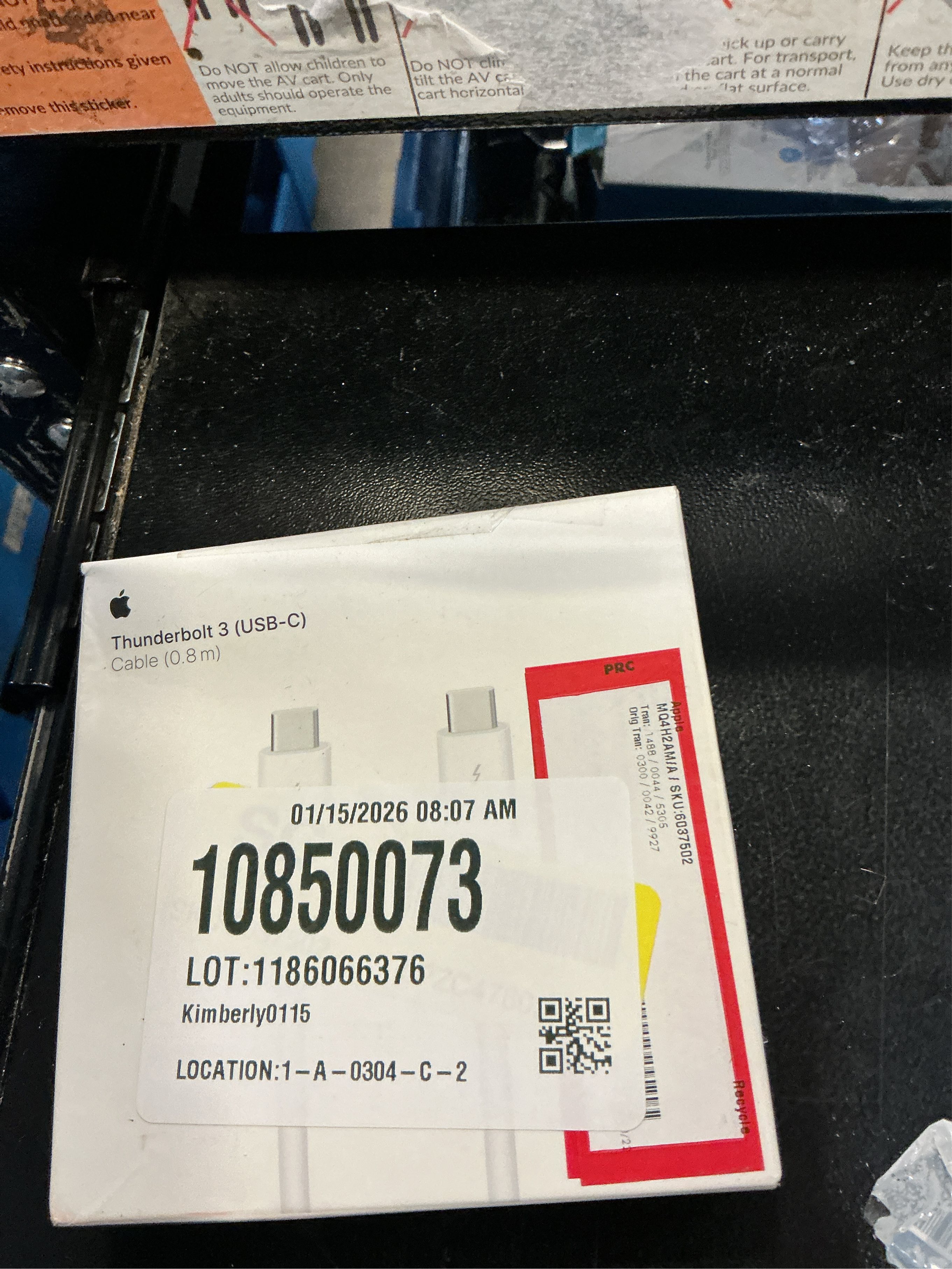 Apple Thunderbolt 3 (USB-C) Cable (0.8m)