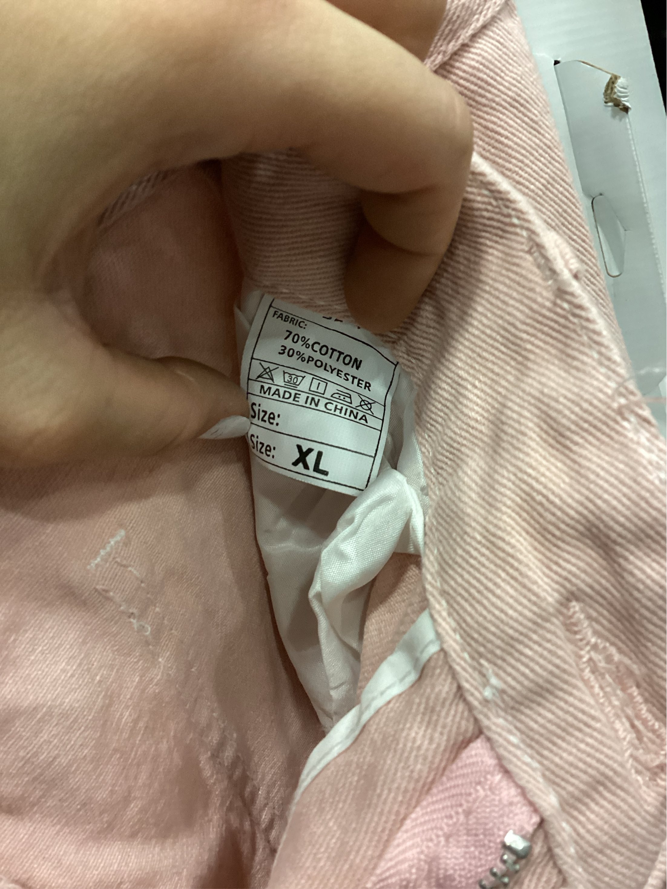 Kawaii Gothic Casual Style High Waisted Straight Wide Leg Ribbons Trim Pink Denim Pants XL or 32-4