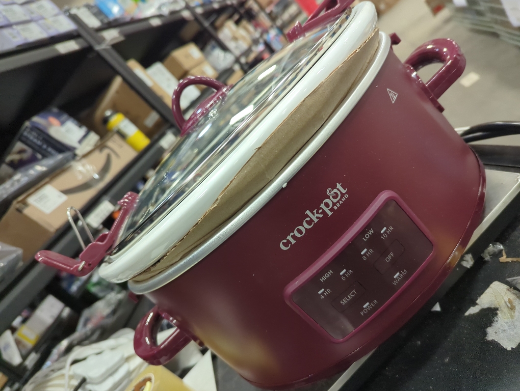 Crock-Pot 6qt Cook & Carry Programmable Slow Cooker Ceramic Lambrusco Red: 3 Settings, Dishwasher-Safe Parts, 210W