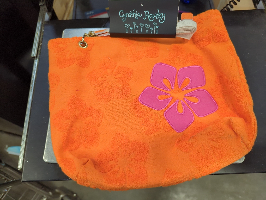 Cynthia Rowley Orange Purse With Pink Flower